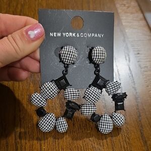New York & Company Checkered Black and White Earrings